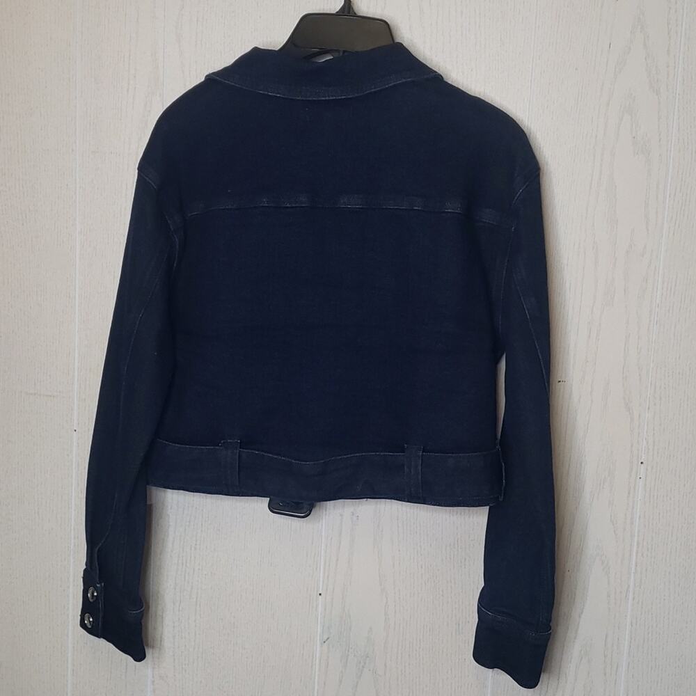 Good American dark denim 70's jacket cropped jean belted size 1 (small) - Picture 11 of 15
